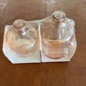 Set of 2 Pink Glass Bud Vases